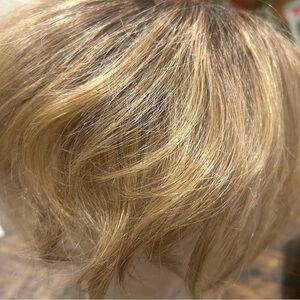 Jon Renau Heat friendly topper in shaded dark and light blondes